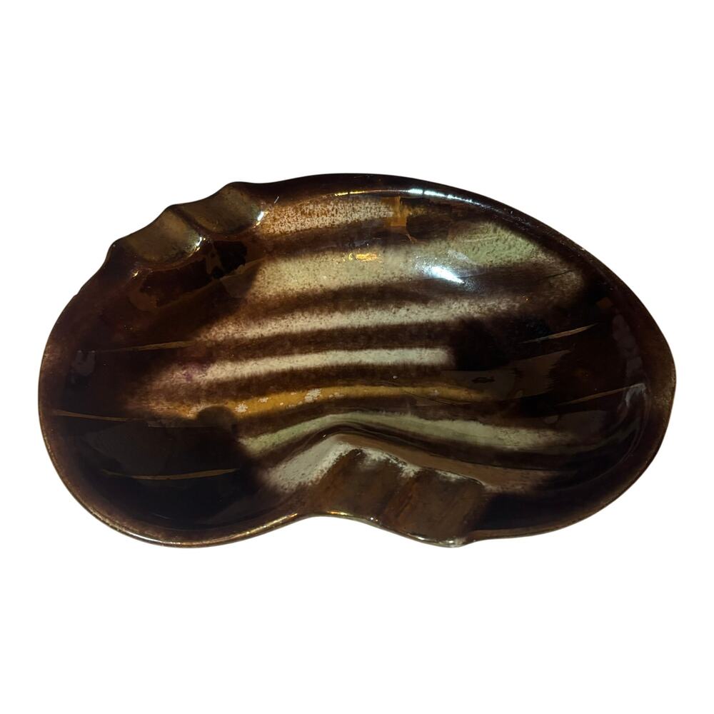 Vintage West Germany Brown Cream Trinket Tray Ashtray Numbered